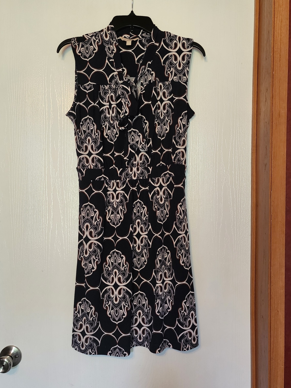 Banana Republic Blue Dress with White Geometric Print Size Medium